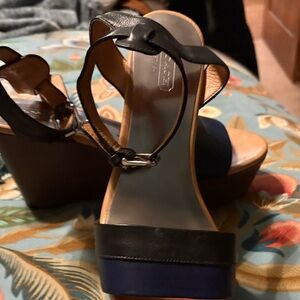 Coach Elegant Black and Navy Wedges